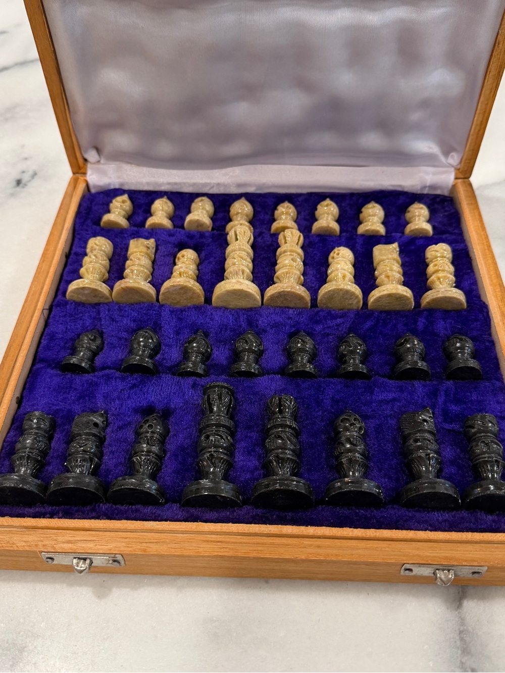 Vintage Marble Chess Set: Handcrafted